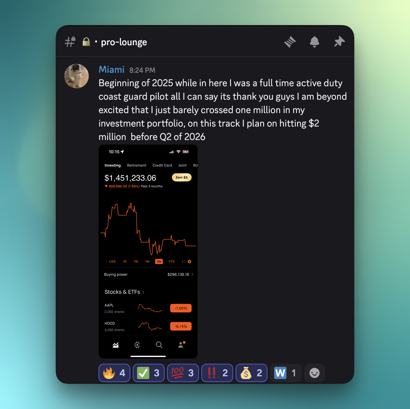 Trading chat screenshot